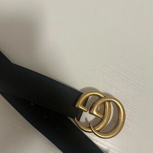 Gucci Black Belt with Gold Double G Buckle